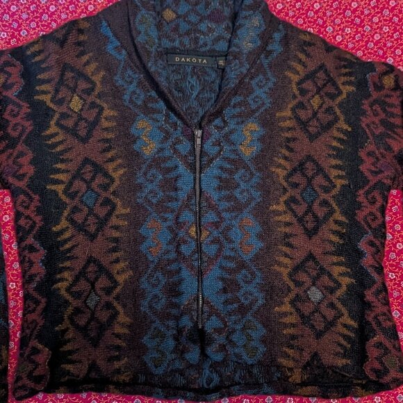 Dakota 100% Alpaca Wool Sweater Cardigan Crop Hand Loomed Boxy Zip Up Aztec Boho - Picture 4 of 8